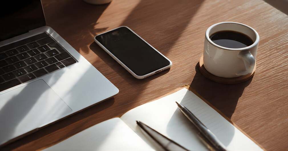 Espace de travail clair et minimal pour entrepreneur travaillant sur son site internet